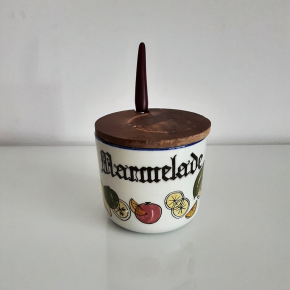 Vintage Danish Ceramic 3 Piece Marmelade Jar - Picture 1 of 5